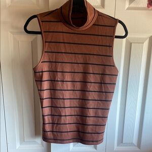 Sanctuary NWT Ribbed Knit Sleeveless Mock Neck Striped Top Size medium
